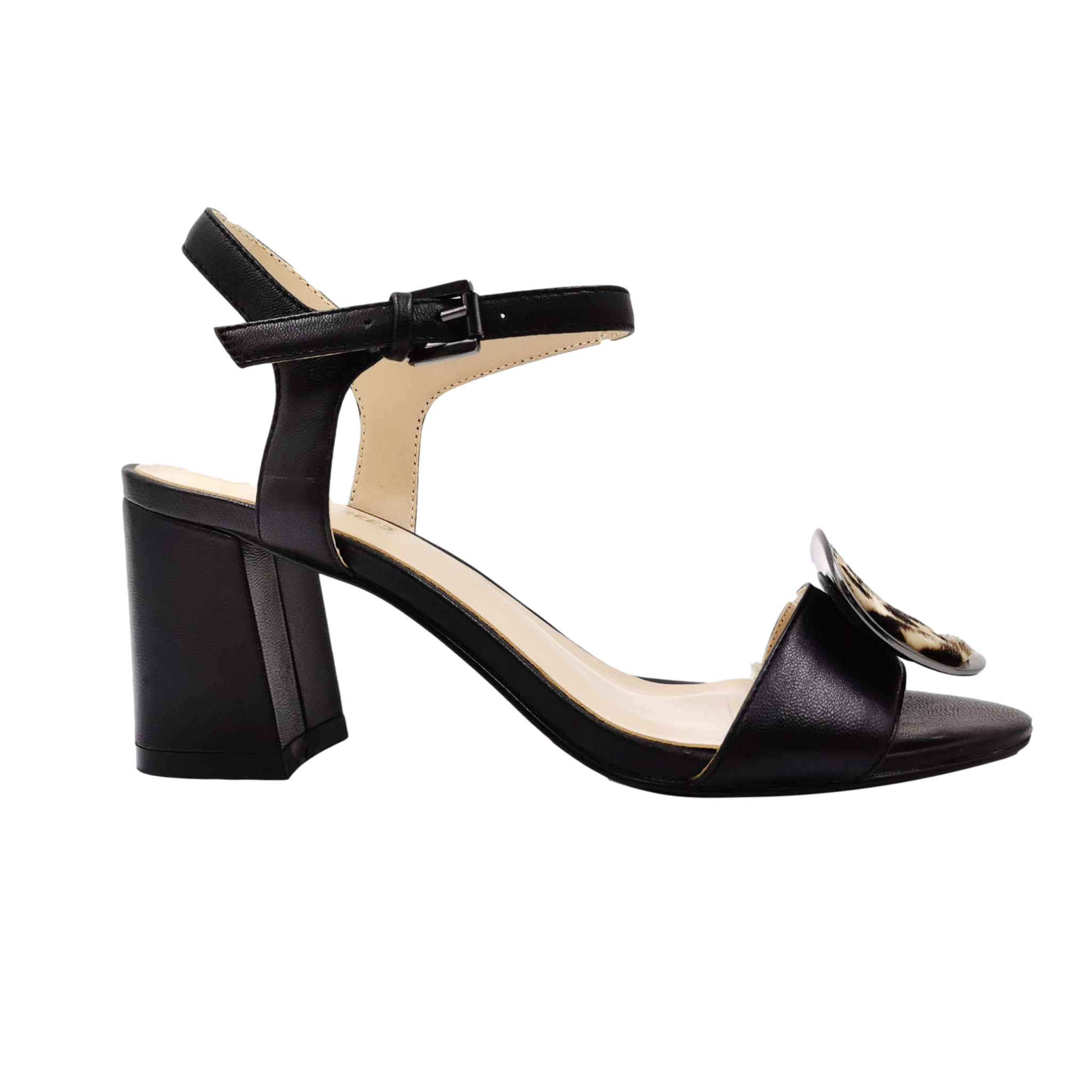 Fashion Ladies Leather Ankle Strap Block Heel Sandals
