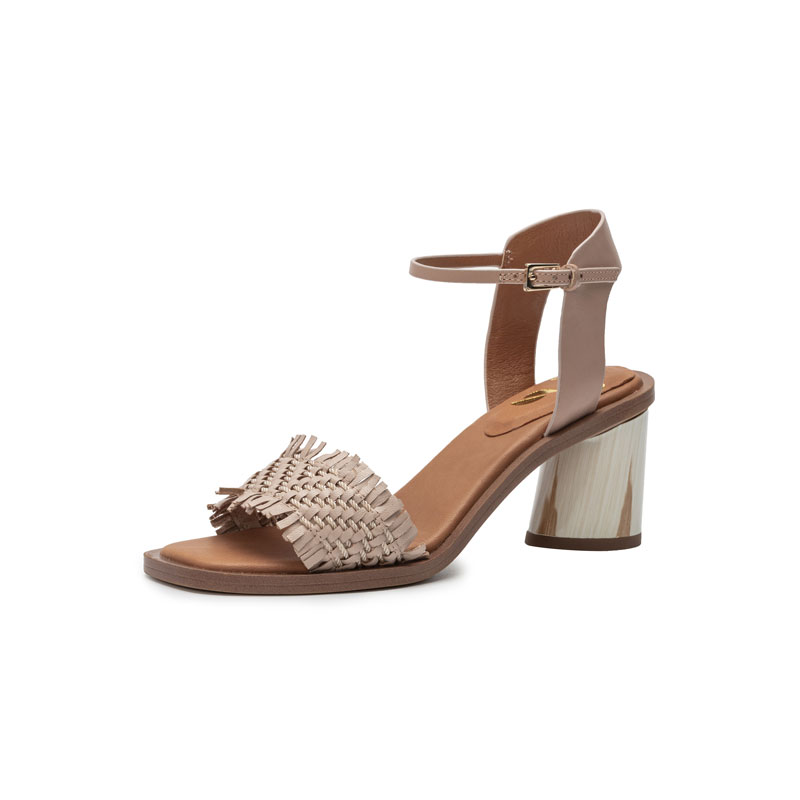 New Woven Leather Heel Ladies Sandals