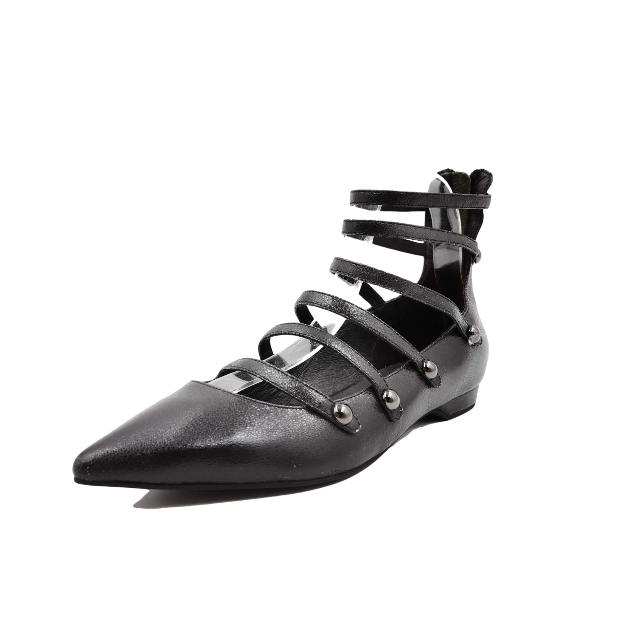 Metallic Leather Pointed Toe Ladies Shoes