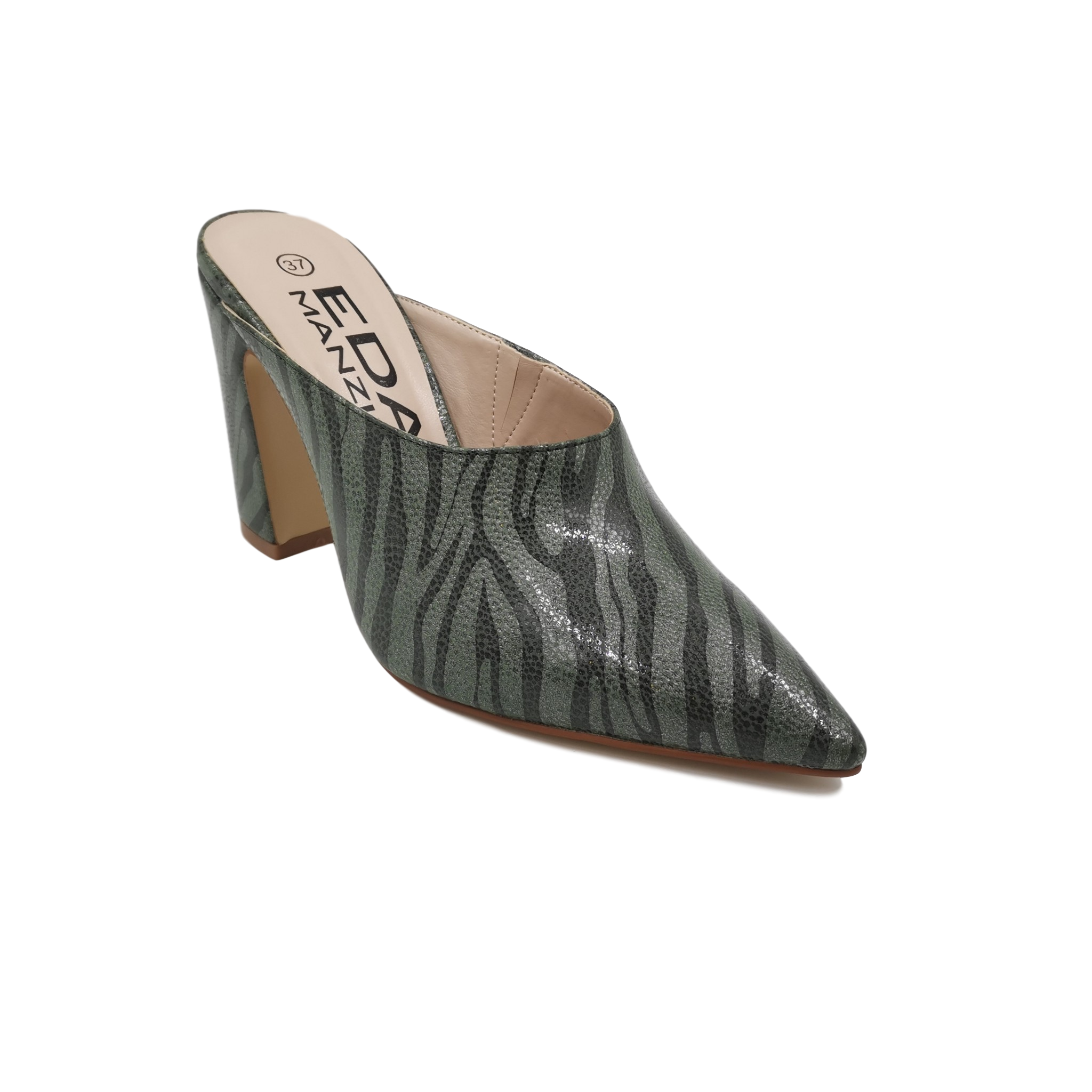 Genuine Leather Pointed Toe Slide Sandals