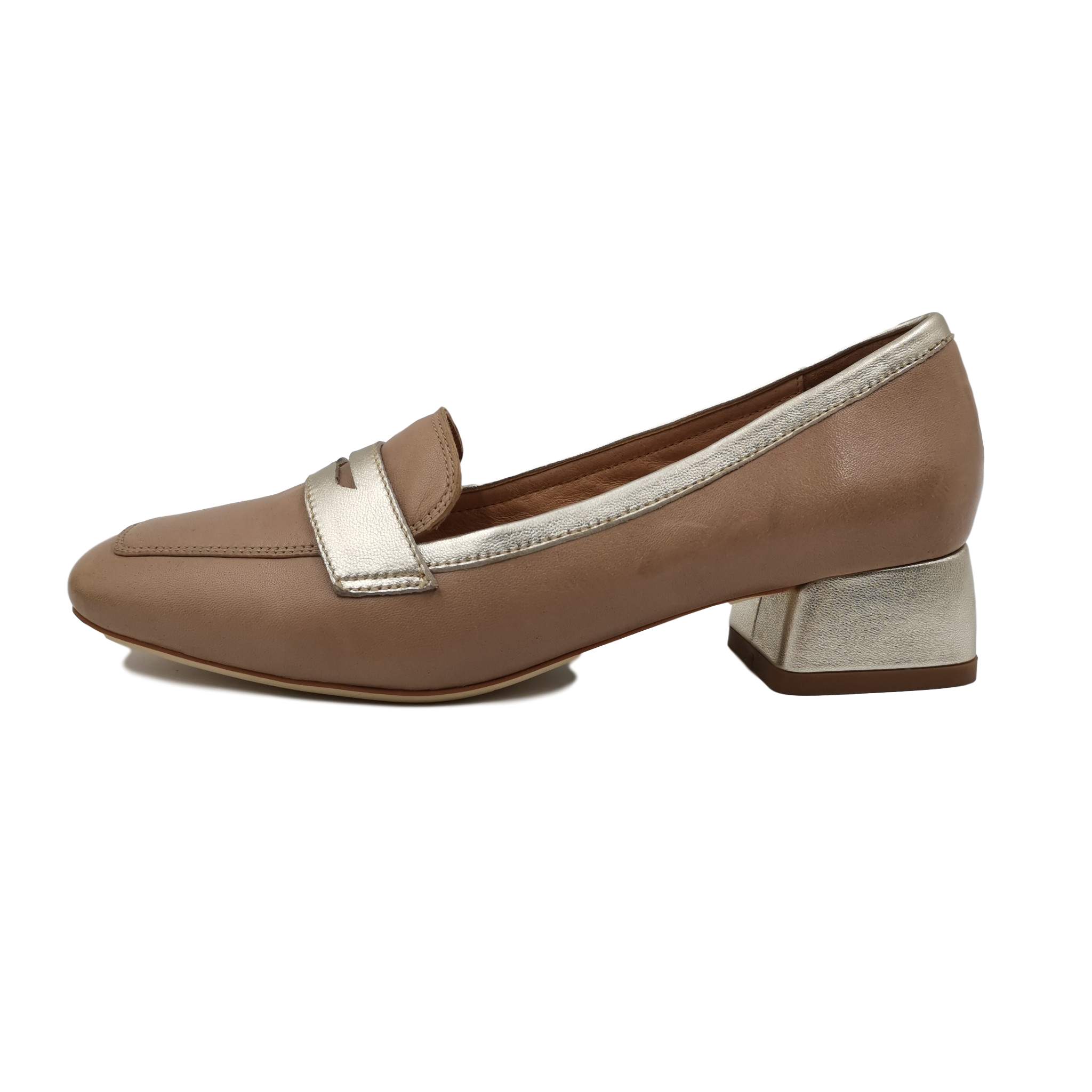 Chunky Heels Loafers in Genuine Leather for Bridal