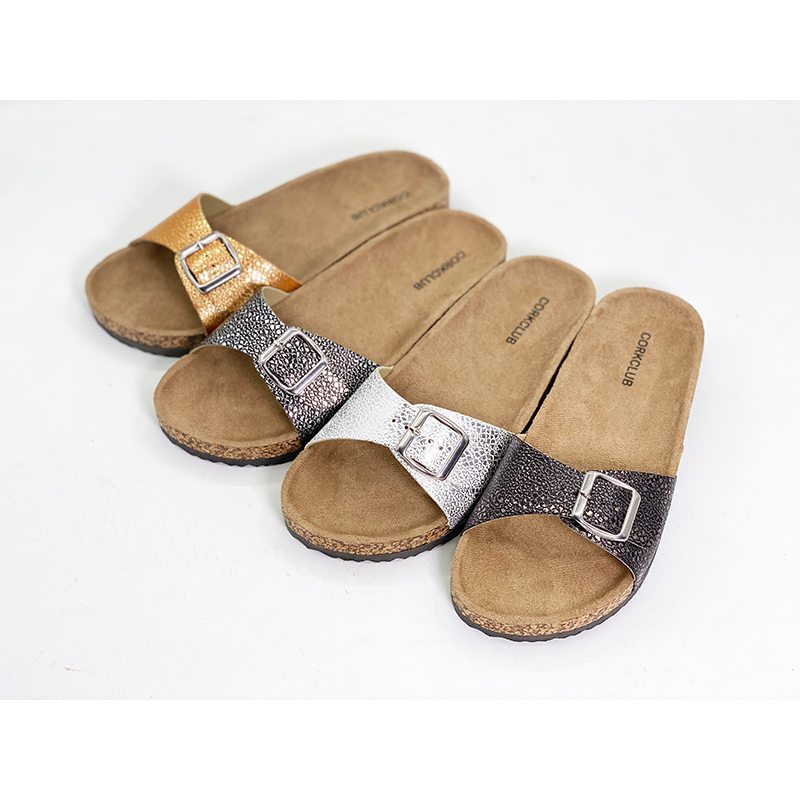 Soft Single Buckle Classic Women's Flat Cork Sandals