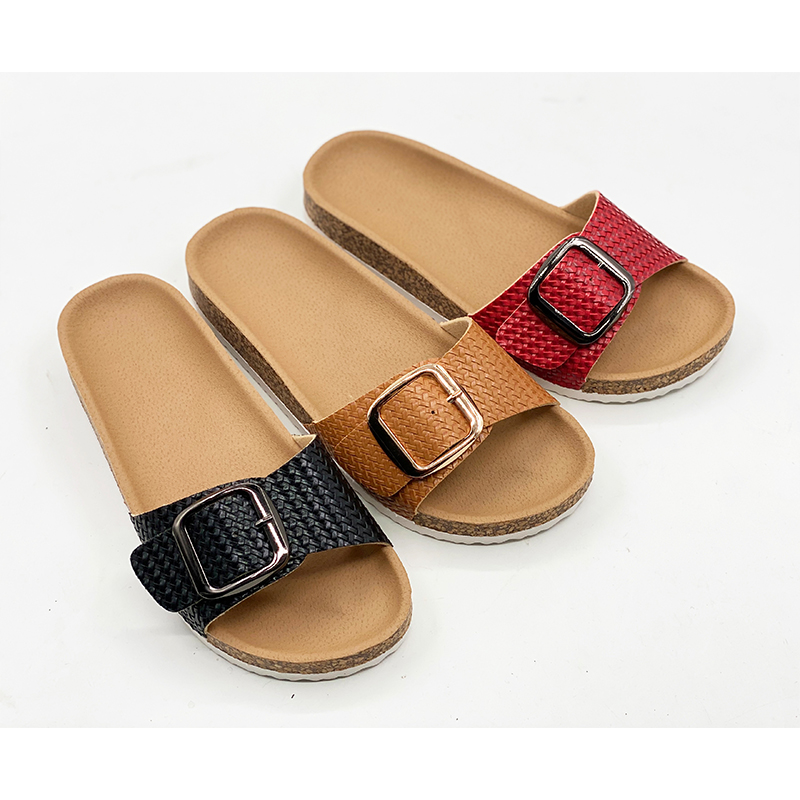 Classic Women's Cork Sandals with Soft Single Buckles