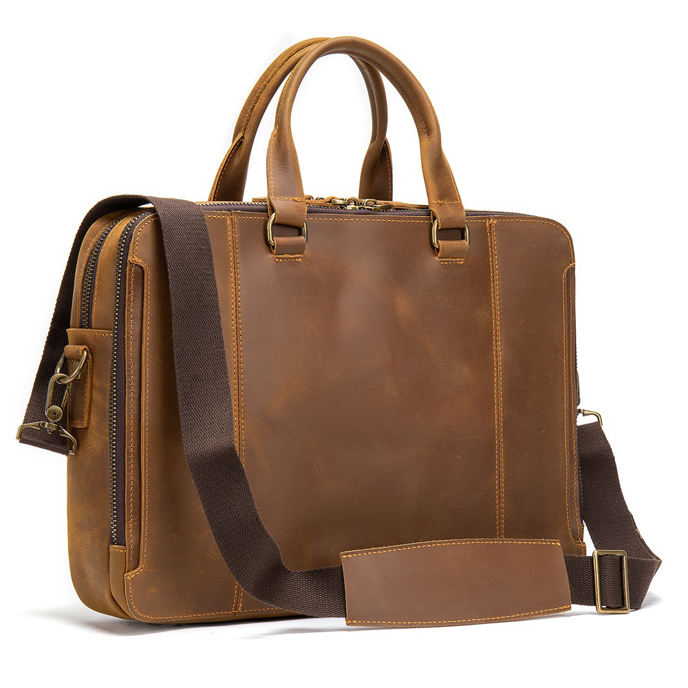 Leather Computer Satchel Briefcase Laptop Bag for Men