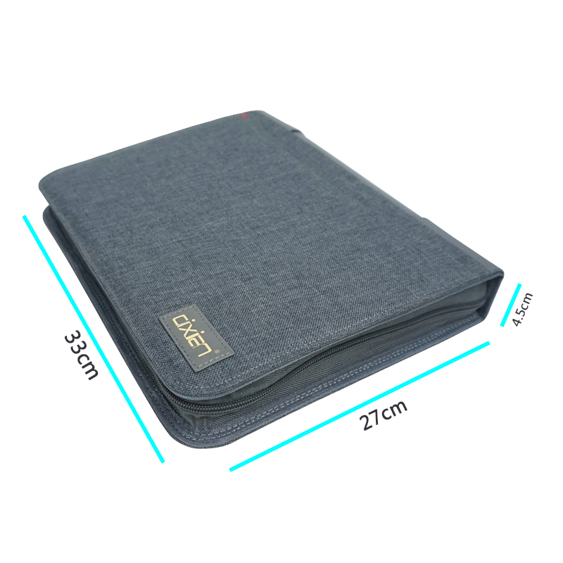 Polyester Fabric Removable 3-Ring Professional Travel Organizer Padfolio Binder