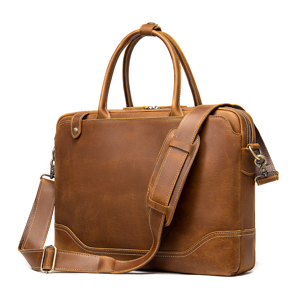 Vintage Genuine Leather Men's Business Laptop Briefcase