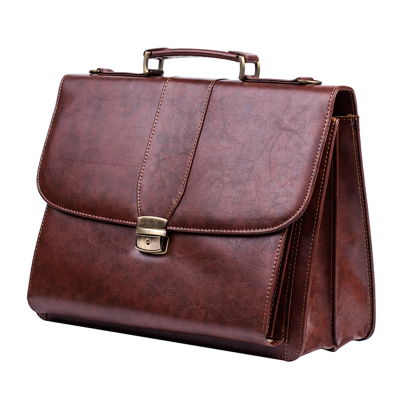 Brown Pu Leather Business Travel Tote Bag for Men