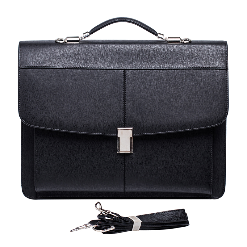 PU Leather Briefcase Bag for Men with Flap Lock
