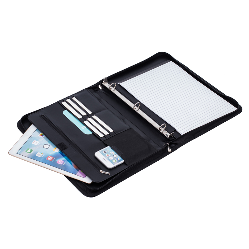 Zippered Ring Binder Document File Folder Portfolio Organizer with Custom Logo