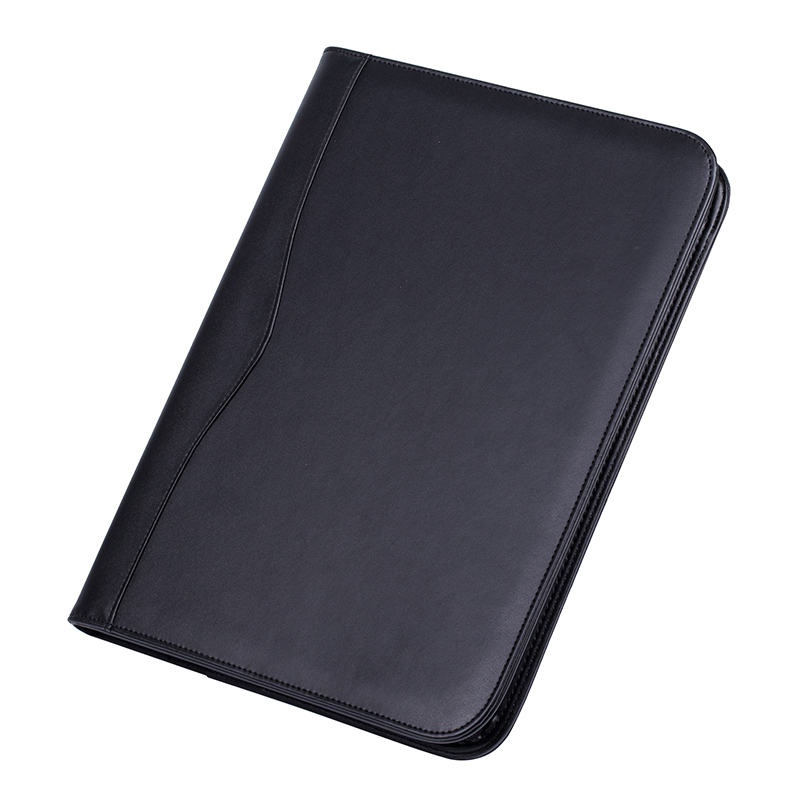 Personalized Executive Laptop Sleeve - Black Vegan Leather Padfolio