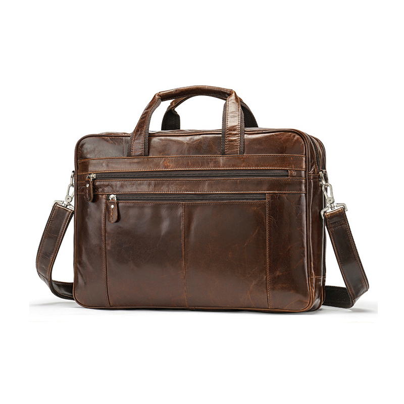 New Arrival Laptop Bag with Business Card Pockets, Genuine Cowhide Leather Handbag