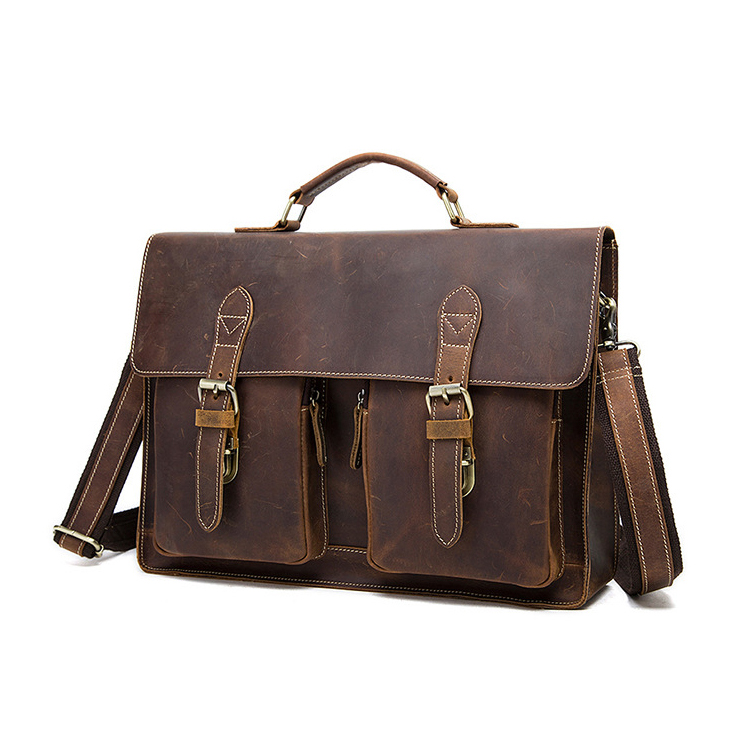 PU Leather Handmade Messenger Briefcase Men Handbag