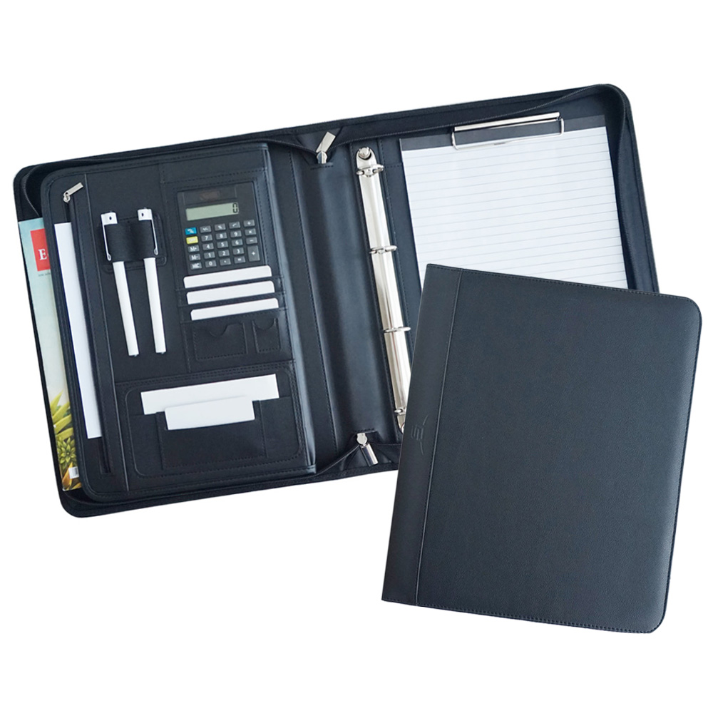 Personalized Zipper Expandable A4 File Folder with 4-Ring Binder and Clipboard