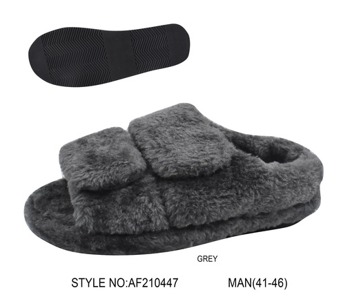 Men's Double Strap Open Toe Fur Indoor Home Slippers