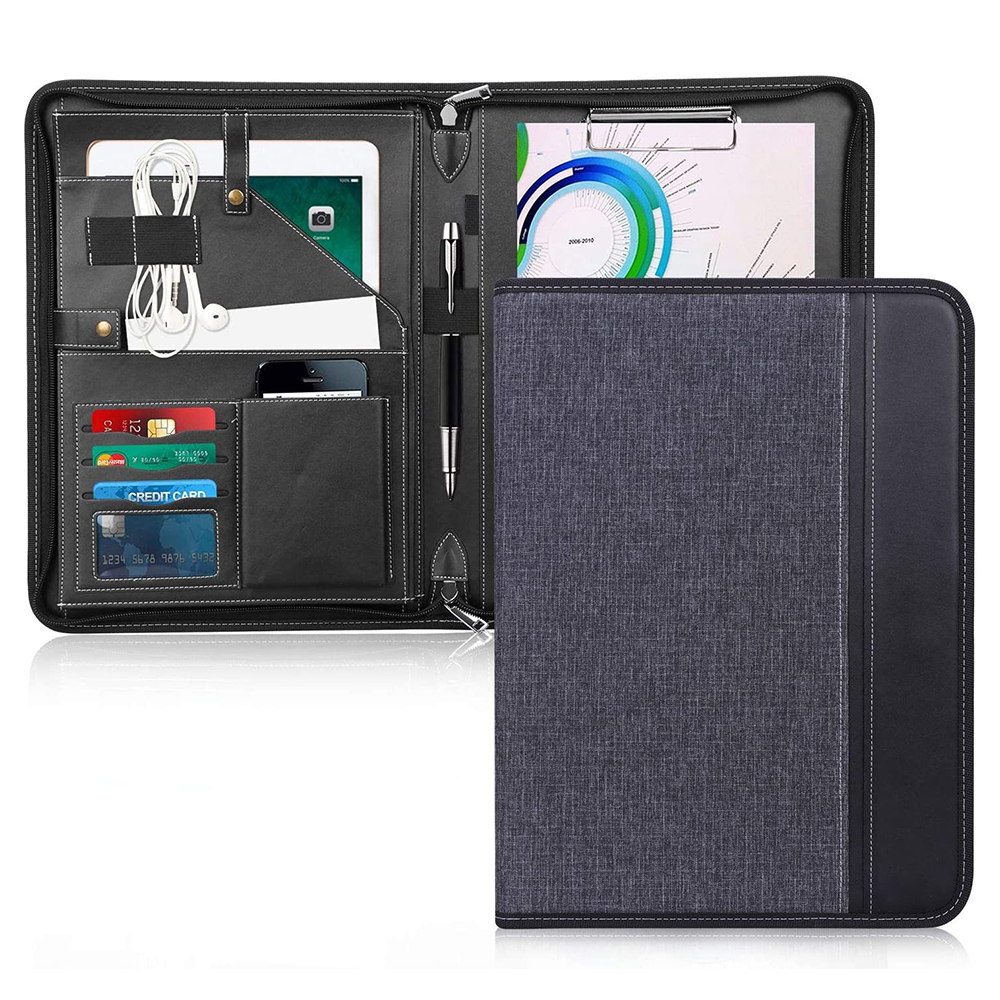 A4 Zippered Conference Folder Document Organizer Padfolio Portfolio Case