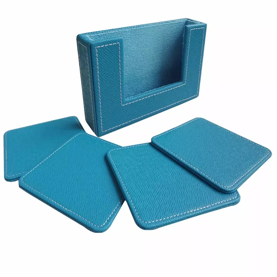 Personalized PU Leather Square Cup Mat for Heating Sublimation