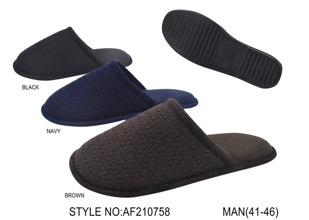 Men's Knit Upper Indoor Home Slipper Mule with TPR Bounded Sole