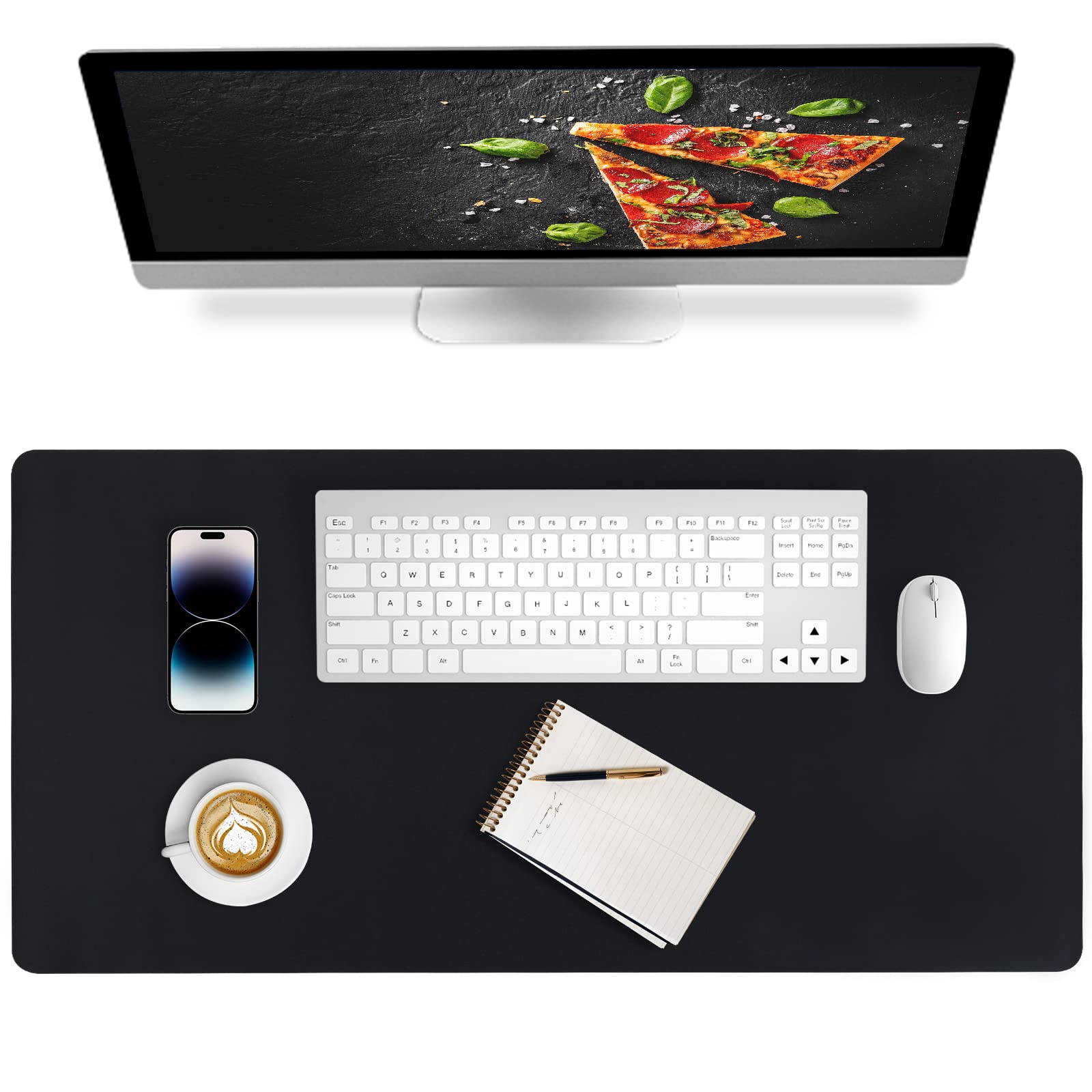 80cm Office Computer Desk Mat - Vegan Leather, Felt, Suede, Anti-Slip, Waterproof