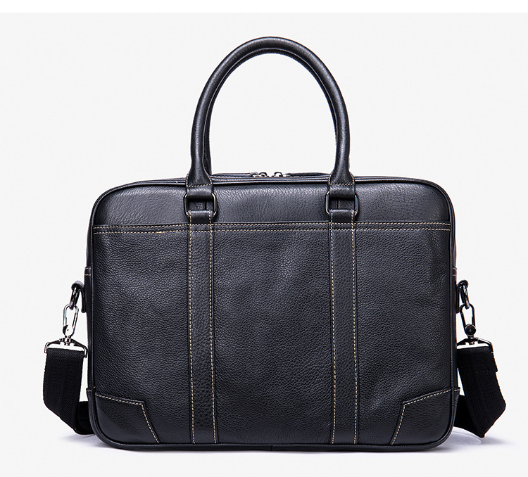 Genuine Leather Men's Briefcase and Canvas Messenger Bag