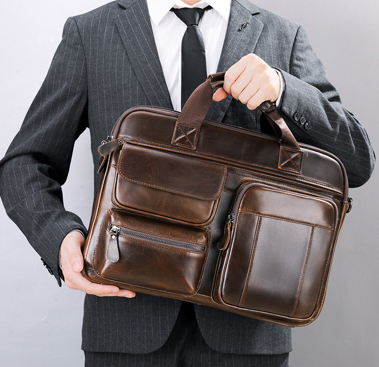 Genuine Leather Laptop Briefcase for Men