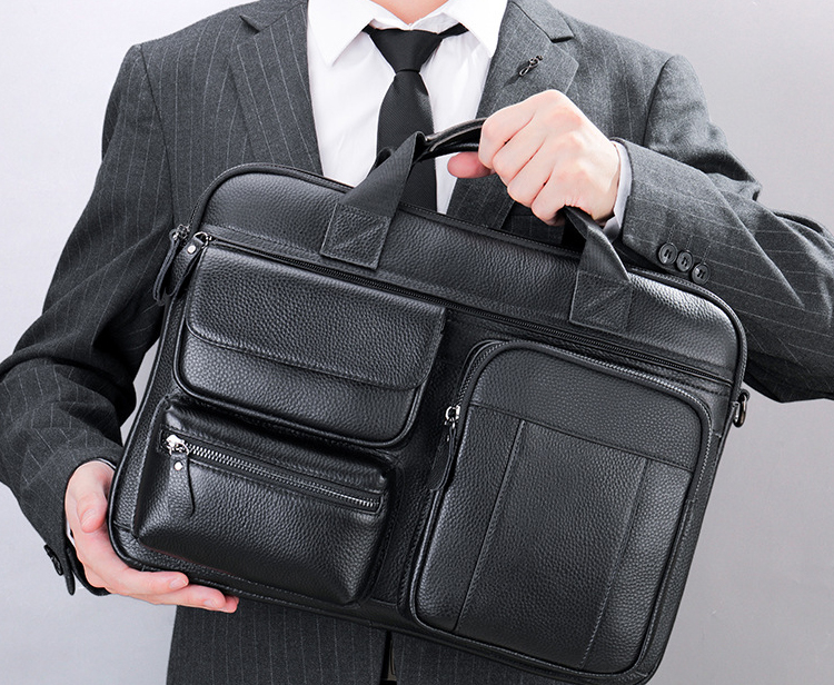 Men's Vintage Genuine Leather Crossbody Briefcase