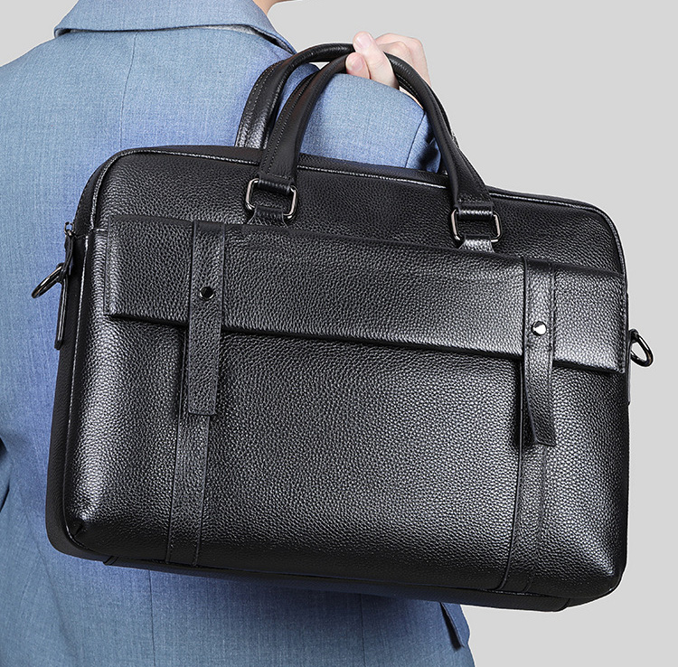 Men's Leather Business Briefcase Shoulder Handbag