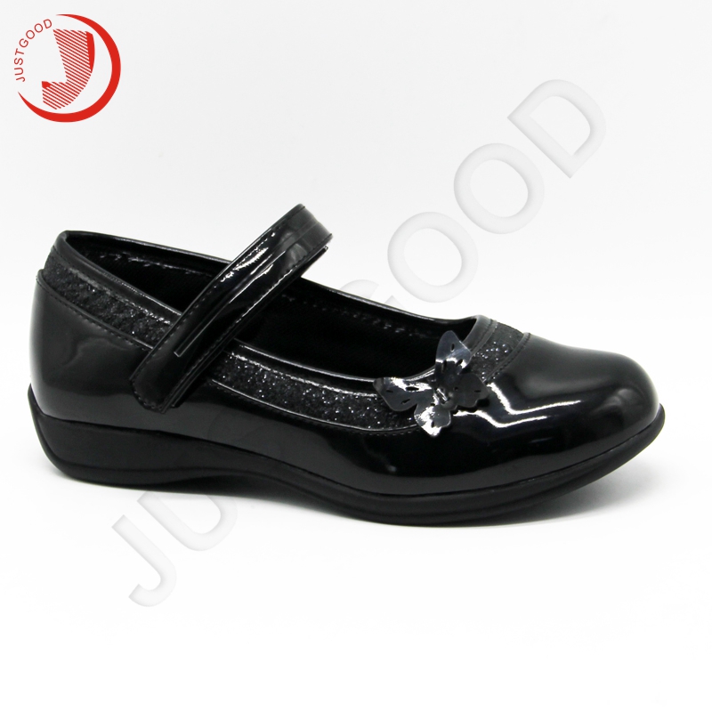 Shiny Bow Girl Black School Shoes