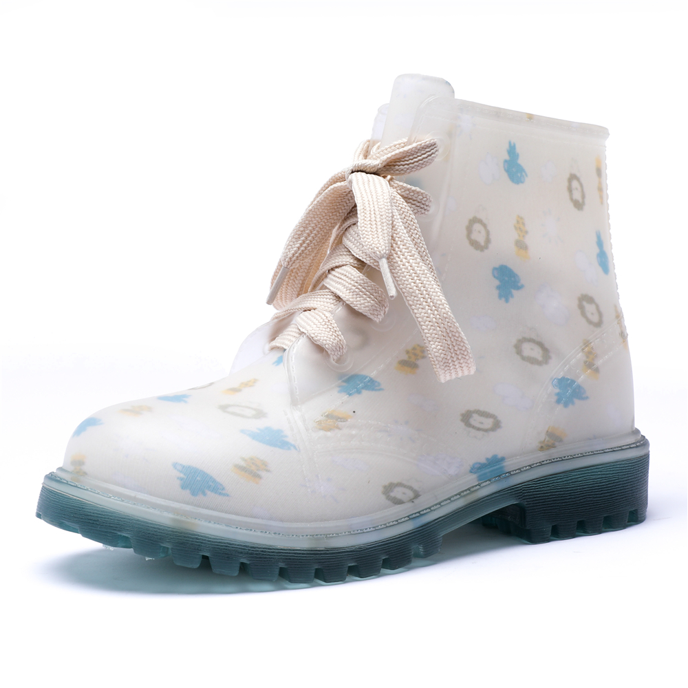 TONGPU Waterproof Lace-up Kid's Rain Boots with Side Zipper
