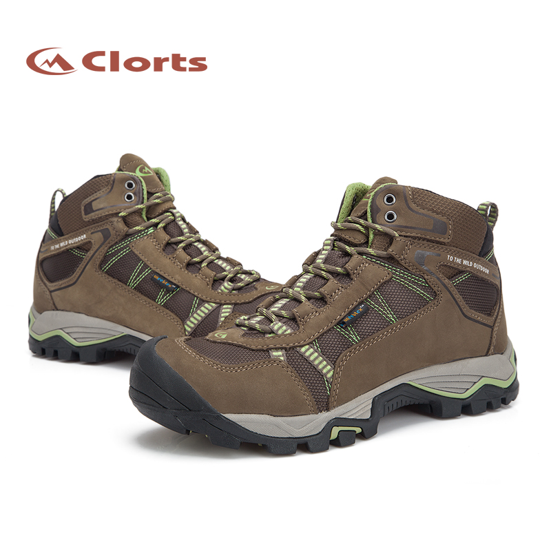 CLORTS Nubuck Leather Waterproof Hiking Boots with Rubber Outsole