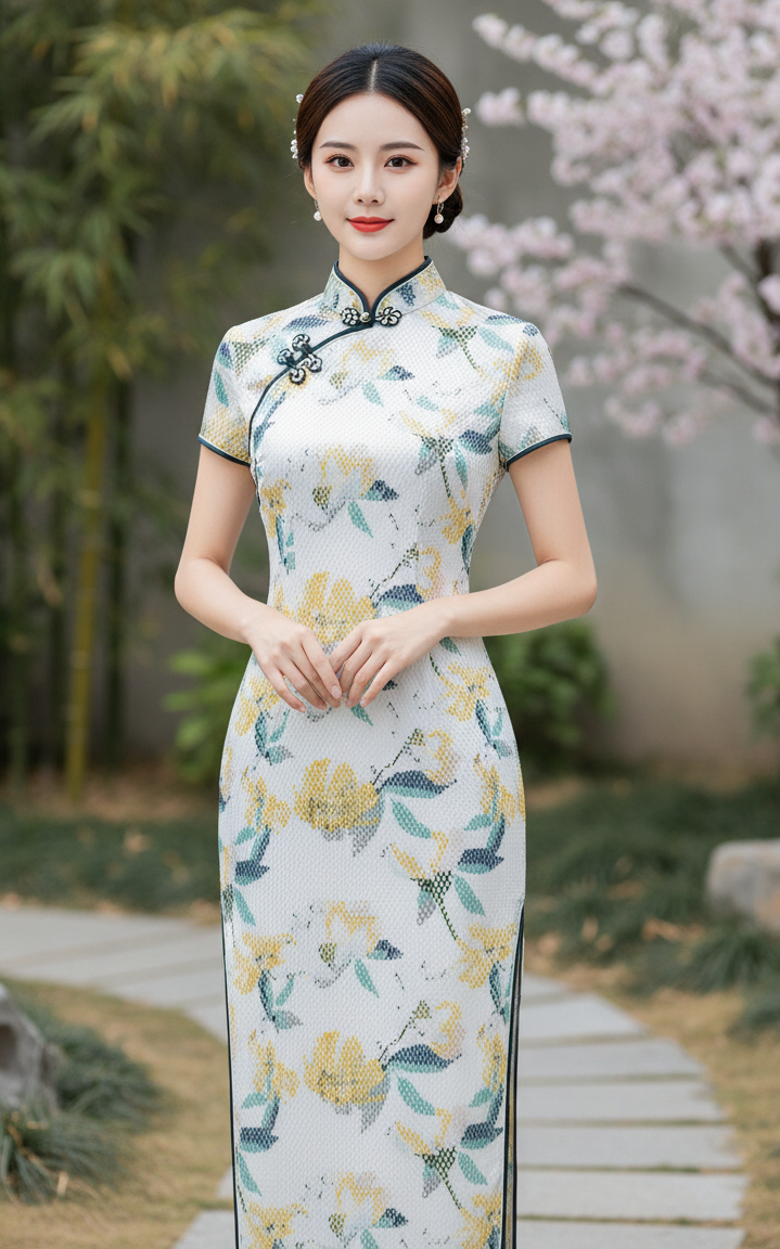 Oriental Charm Printed Mesh Fabric
