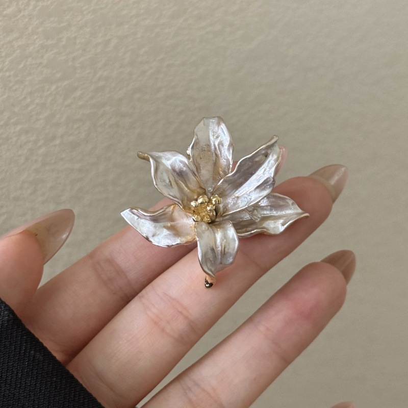 Gold White Contrast Enamel Tulip Ring, INS Style Square Zircon Wide Band Ring