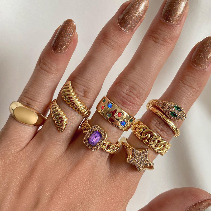 Women's Alloy Star Ring Set