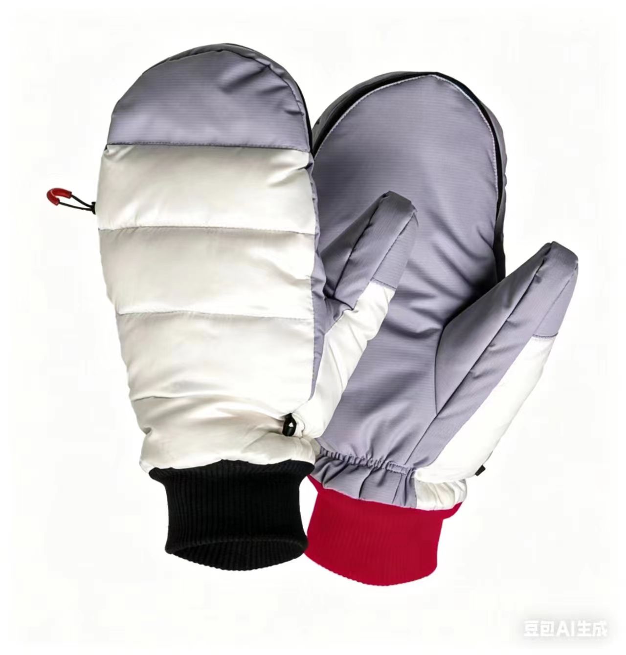 Ski Mittens with Goose Down Insulation and Waterproof Zipper