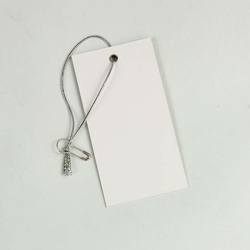 Customized Silver Foil Printing Paper Hang Tags with Elastic String