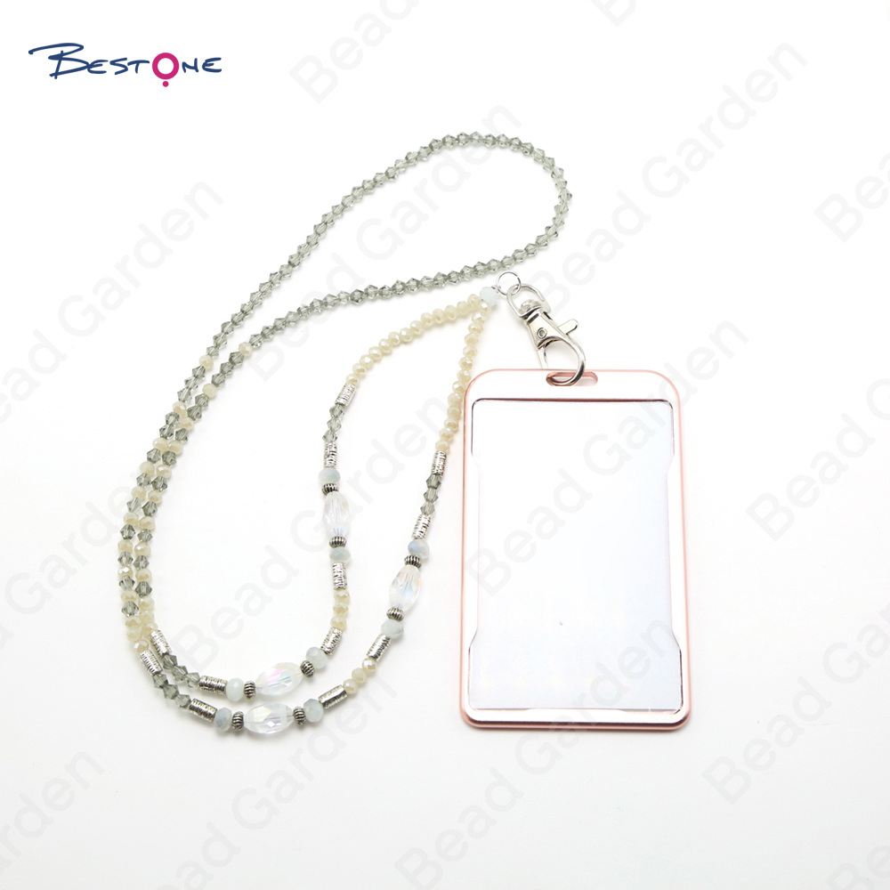 Fashion Beaded Lanyard ID Badge Holder Necklace for Nurses and Office Ladies