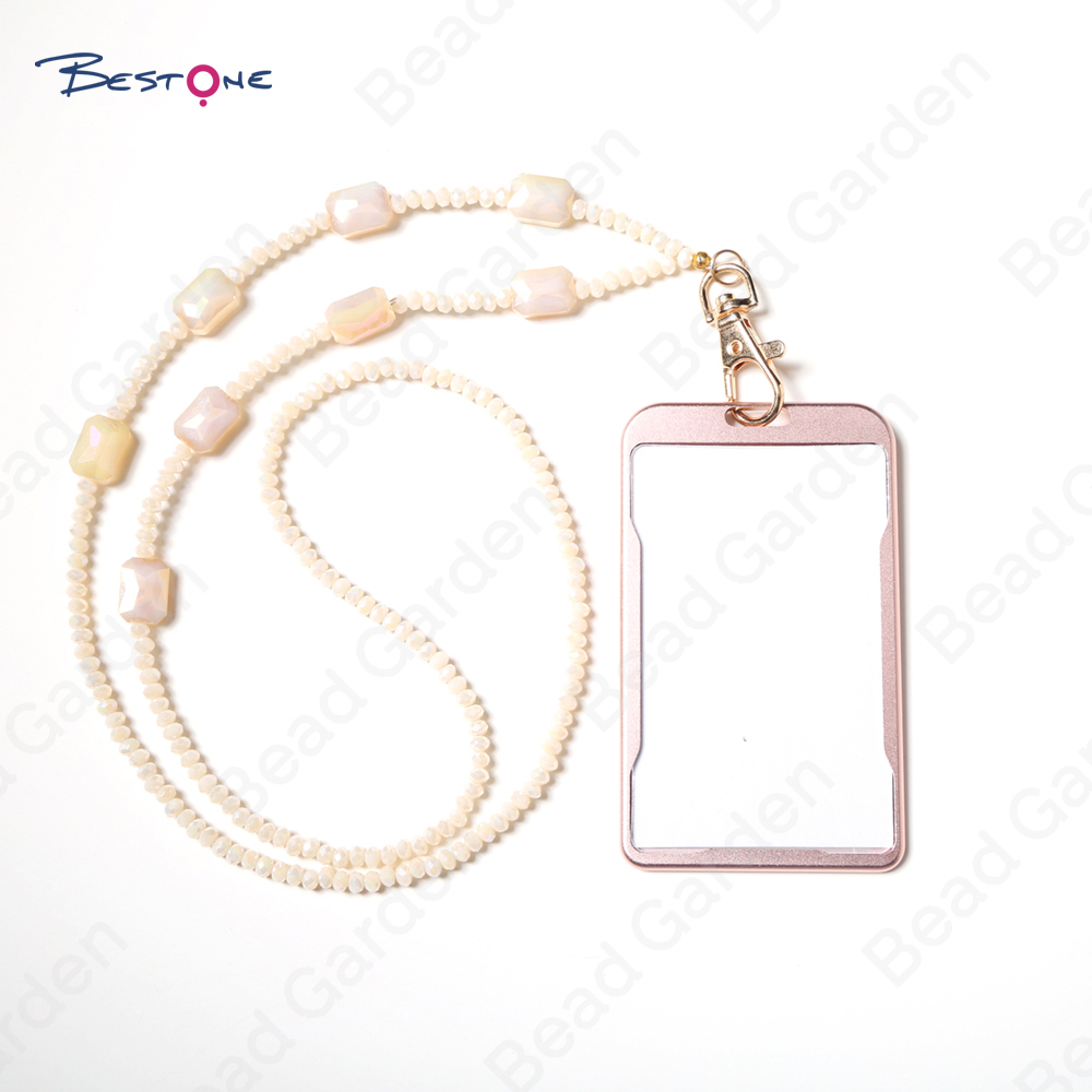 Fashion Beads Lanyard ID Badge Holder Necklace for Nurses and Office Ladies