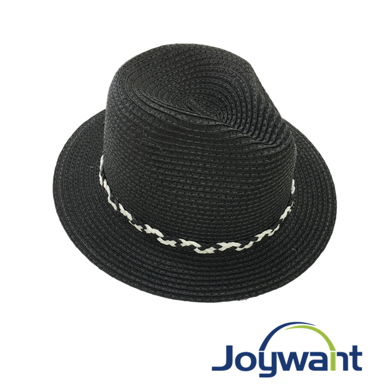 Contrast Color Decorative Paper Braided Fedora Hat