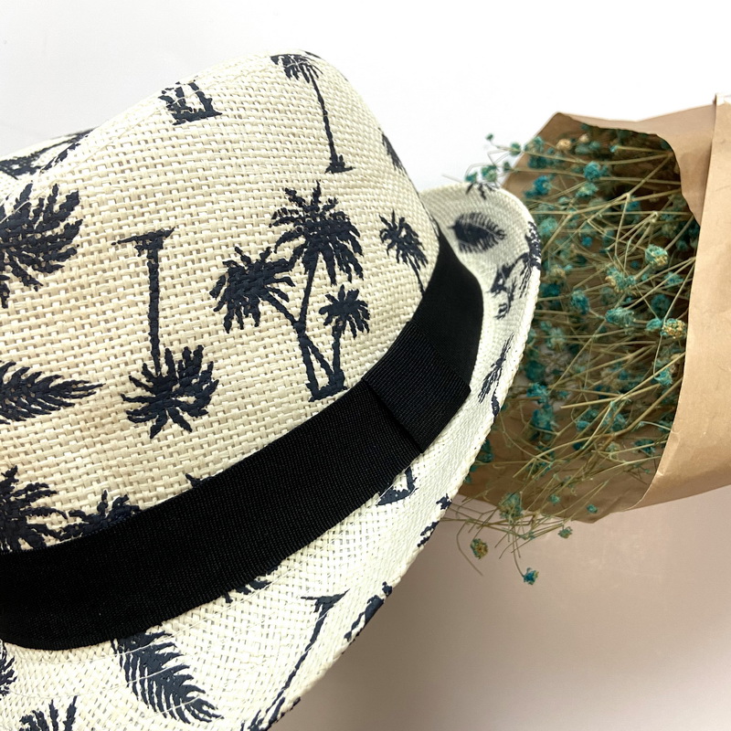 Boys' High Quality Paper Straw Trilby Hat with Print