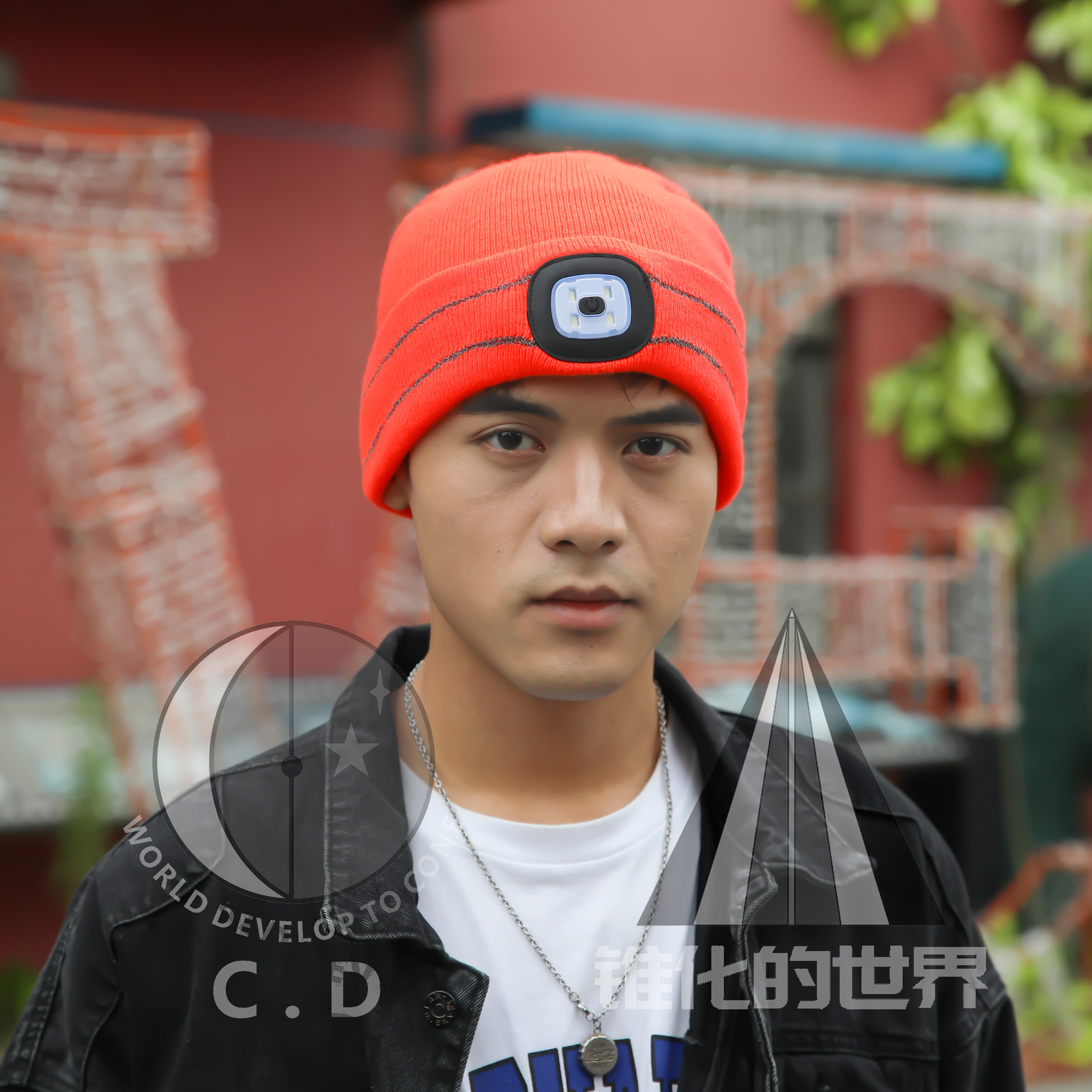 Reflective Stripe Knitted Beanie with LED