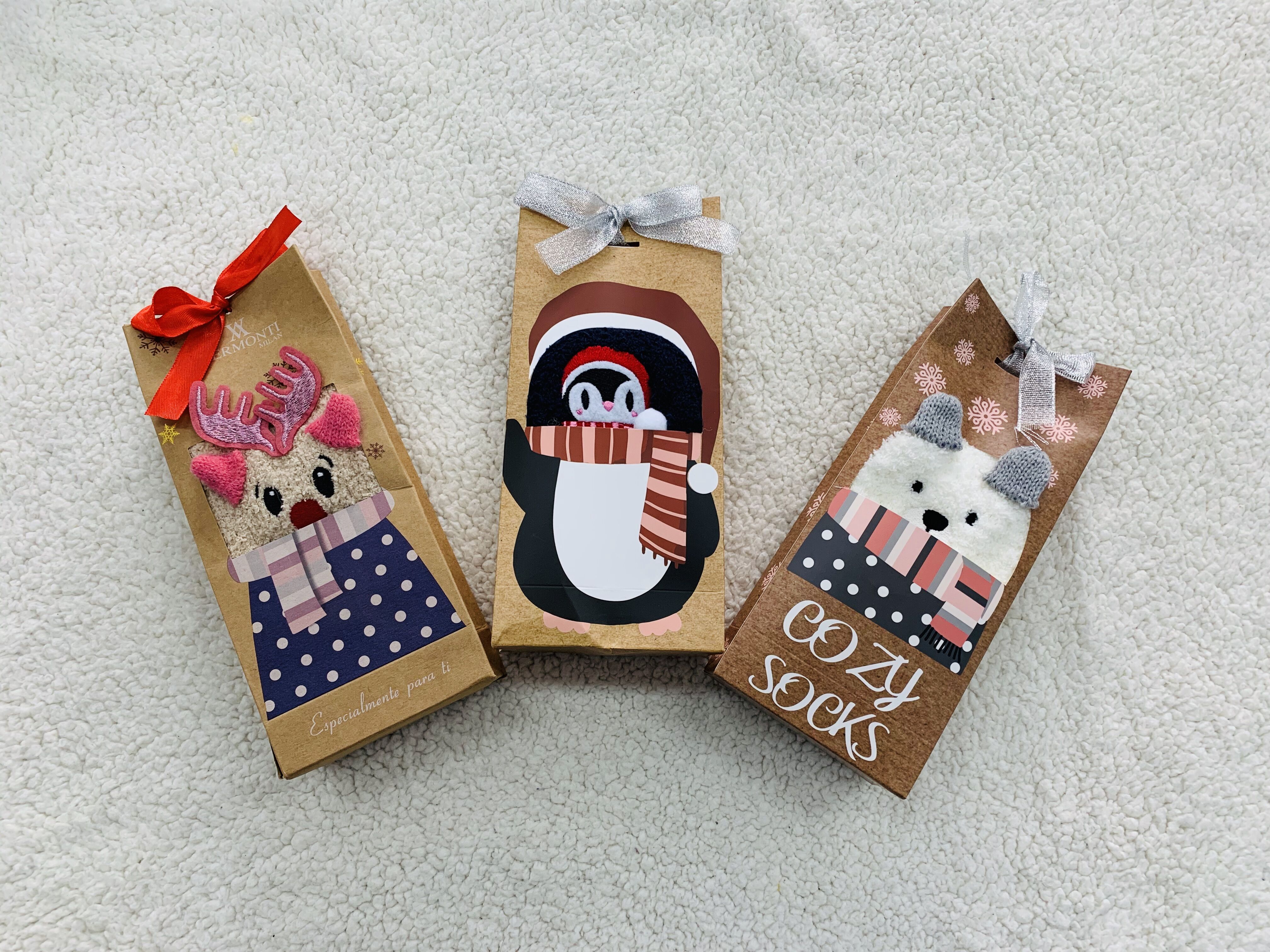 Boxed Cozy Jacquard Socks with 3D Ears