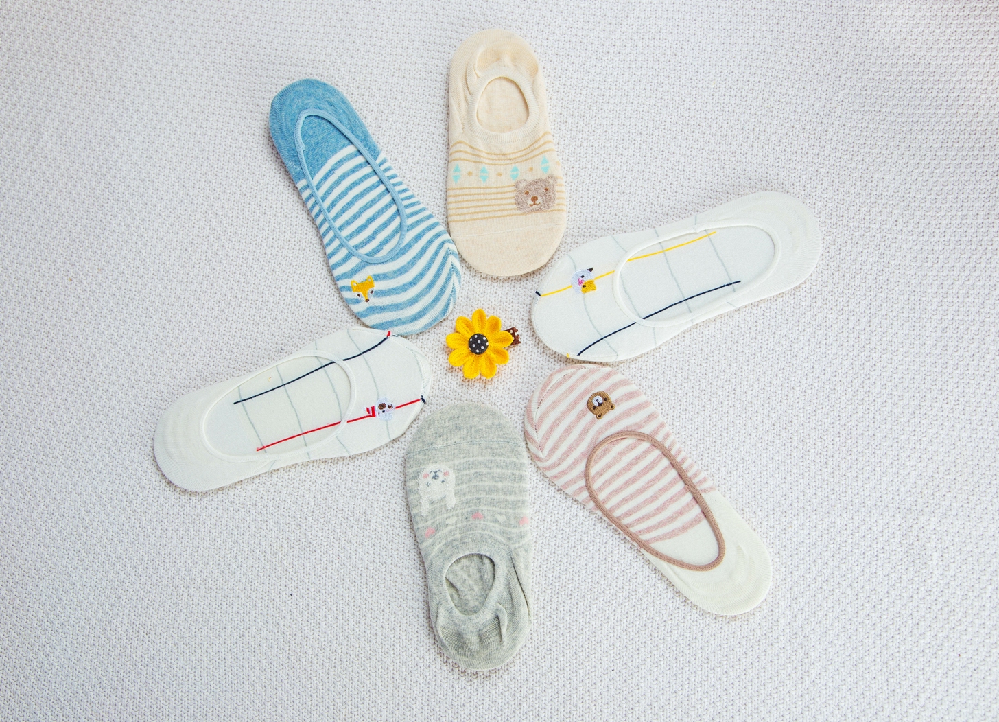 Kids' Cotton Sneaker Socks with Silicone Heel and Cartoon Embroidery