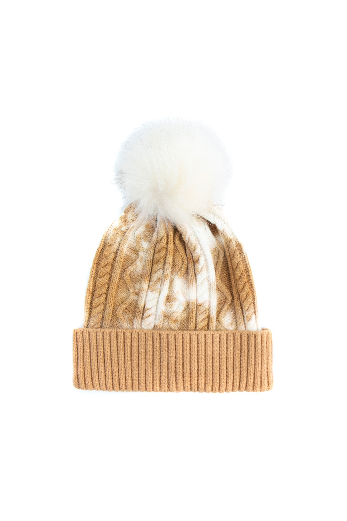 Tie Dye Beanie Hat with Faux Fur Pompom