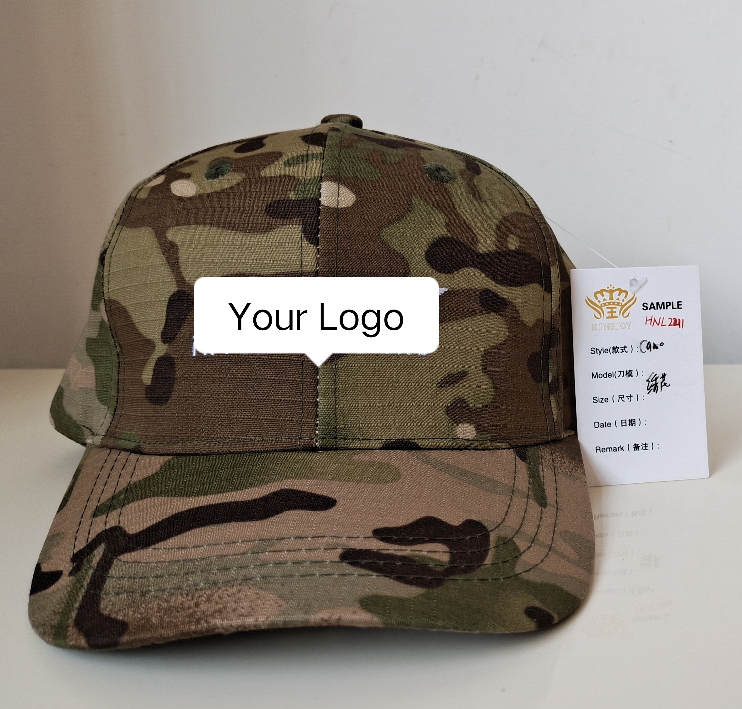 Camouflage Embroidered Baseball Cap with Ripstop Trucker Style