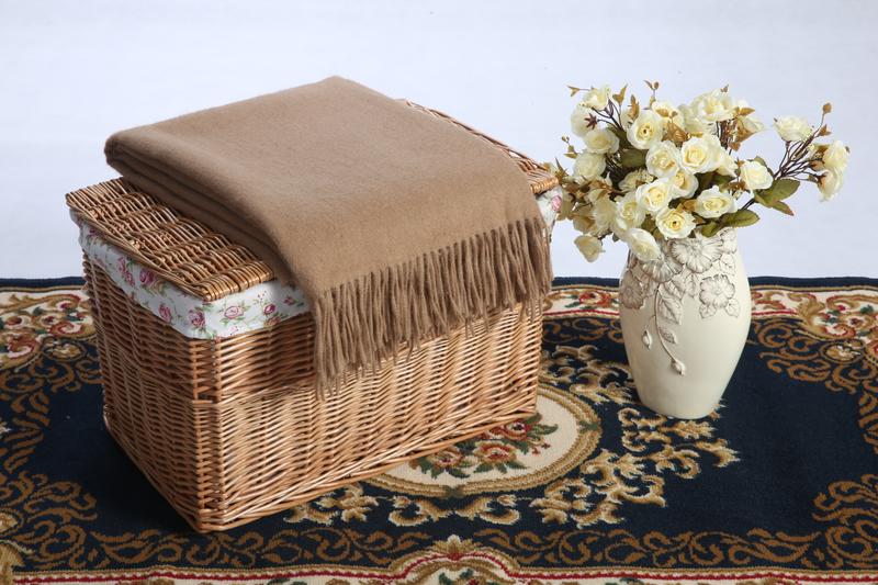 Camel Wool Throw Blanket