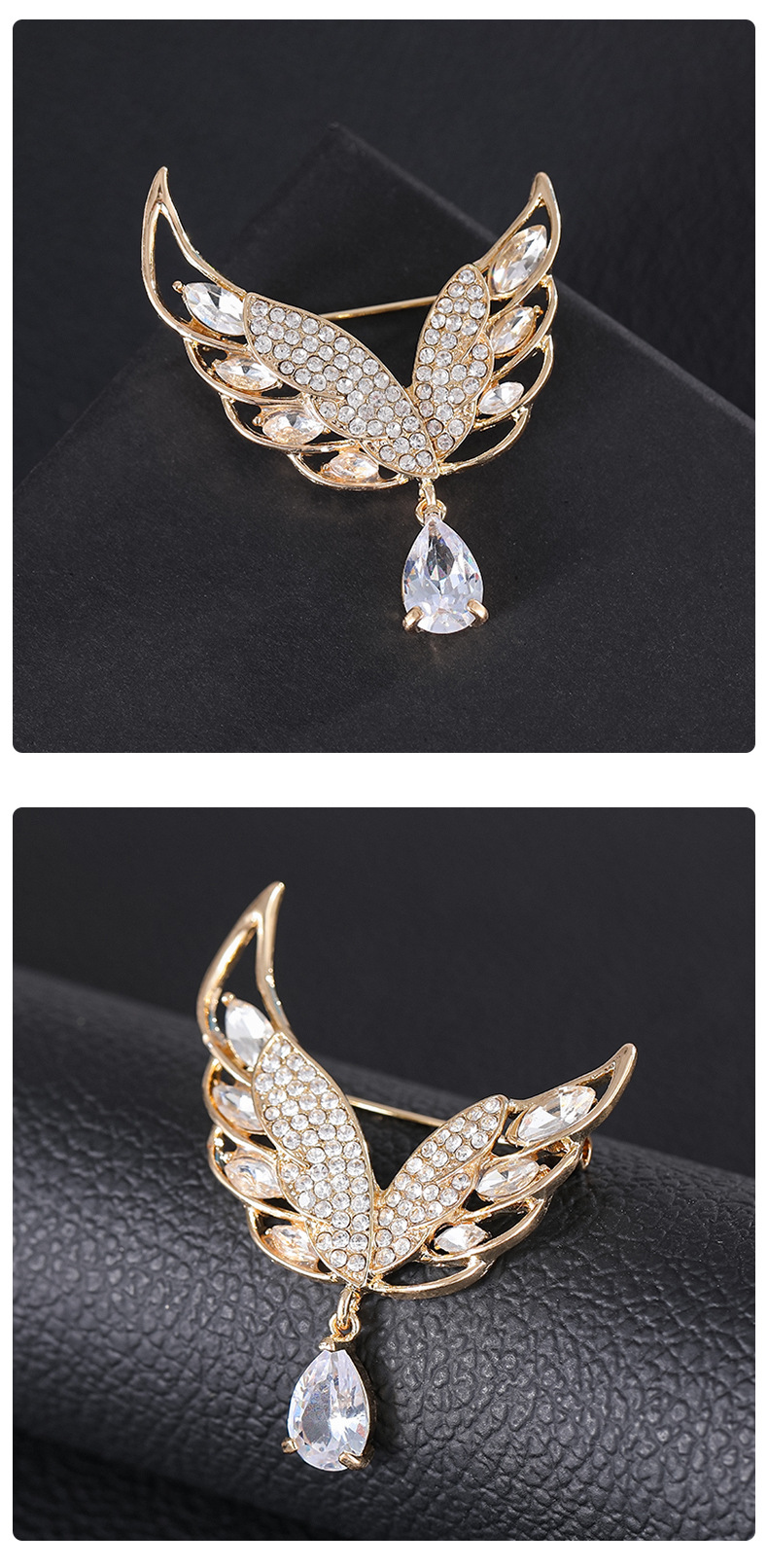 Alloy, Resin, and Rhinestone Butterfly Brooch