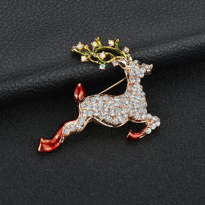 Christmas Brooch Series - Alloy Diamond and Drip Oil Designs