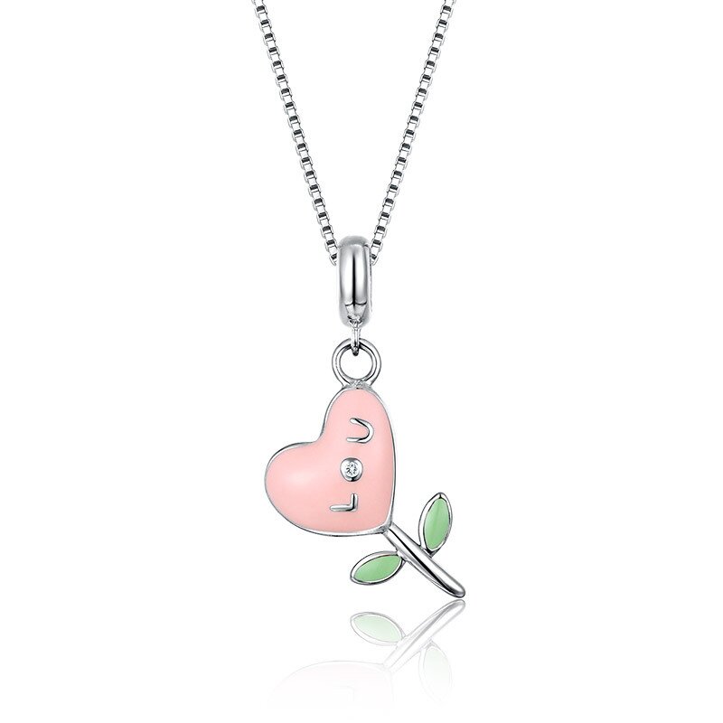 S925 Sterling Silver Small Red Heart Necklace Pendant
