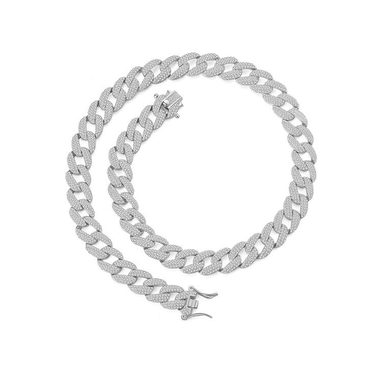 Fashion Hip Cuba Punk Unisex Necklace with Full Diamond Accents