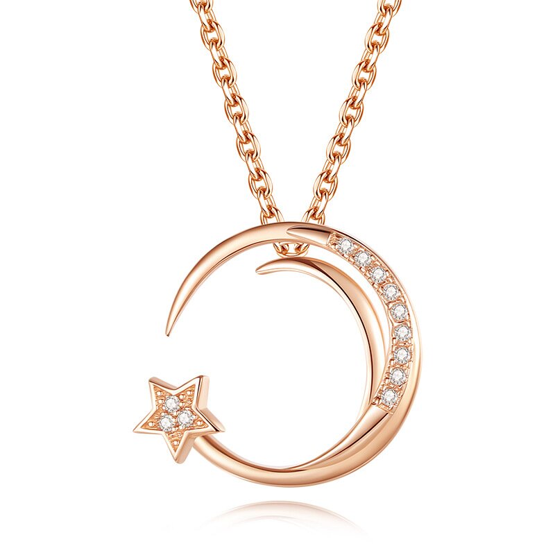 S925 Sterling Silver Star Moon Necklace for Girls