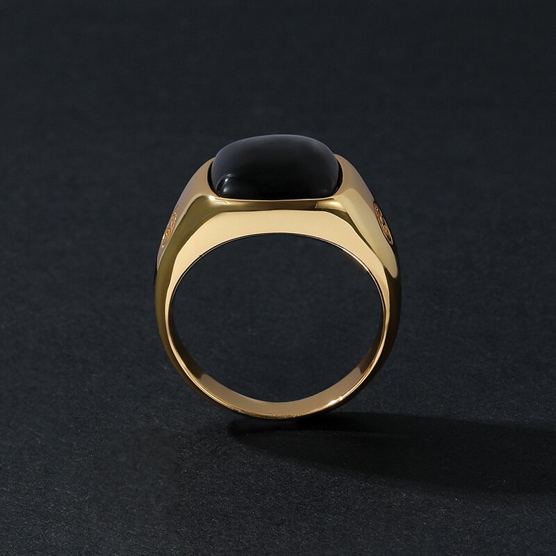 Sterling Silver Malachite Men's Retro Ring